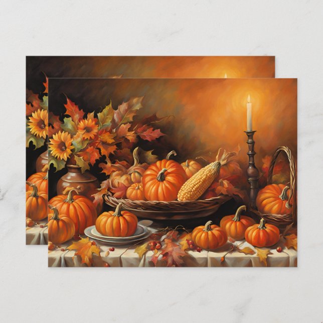 Colourful Autumn Pumpkins Postcard (Front/Back)