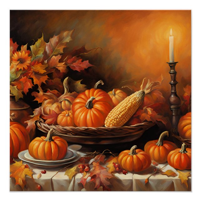 Colourful Autumn Pumpkins Poster (Front)