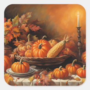 Colourful Autumn Pumpkins Square Sticker