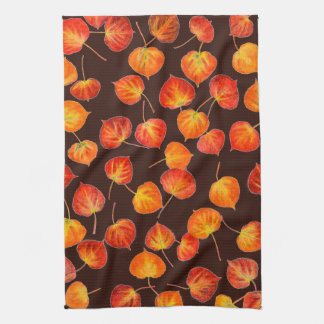Colourful Autumn Quaking Aspen Leaves Tea Towel