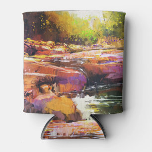 Colourful autumn river, landscape painting. can cooler