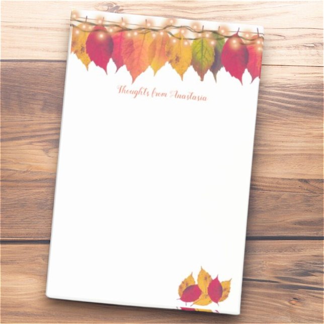 Colourful Autumn Seasonal Leaves Firefly Lights Post-it Notes (4" x 6" stickie note pad)
