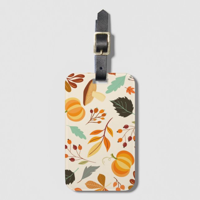 Colourful Autumn Themed Design Luggage Tag (Front Vertical)