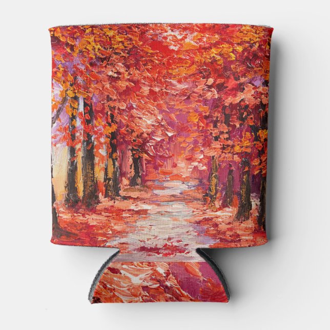 Colourful autumn trees, impressionist oil painting can cooler (Front)