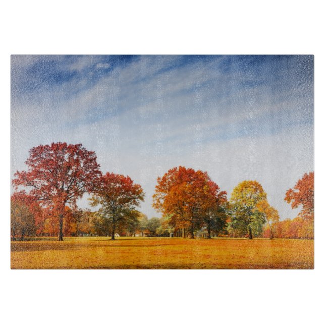 Colourful Autumn Trees Landscape Fall Season Cutting Board (Front)