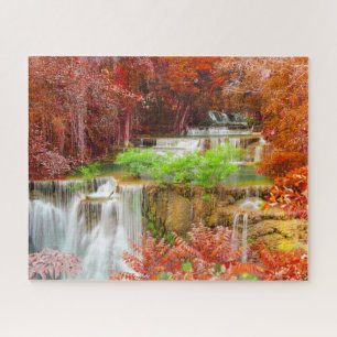 Colourful Autumn Waterfall Landscape Travel Nature Jigsaw Puzzle