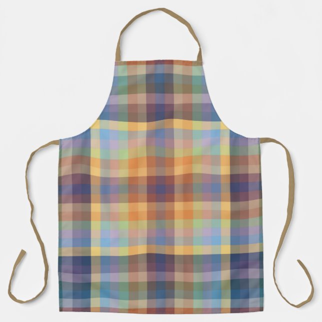 Colourful Autumn Winter Coloured Chequered Pattern Apron (Front)