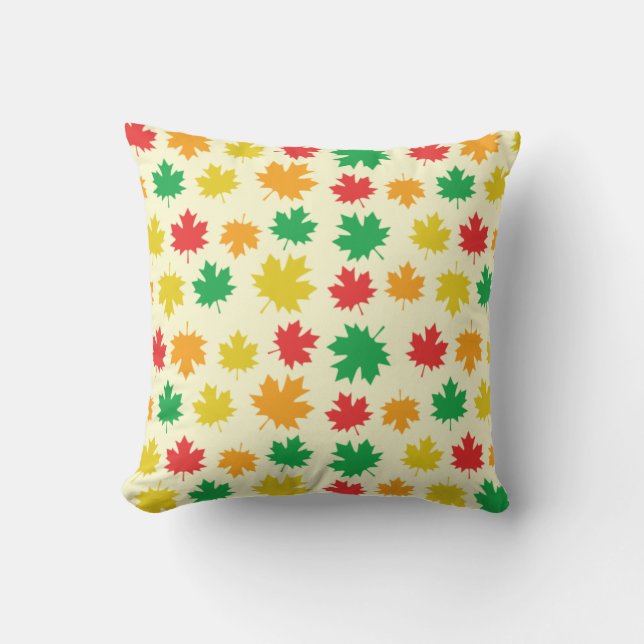 Colourful Autumnal Leafs - Nature Pattern Cushion (Front)
