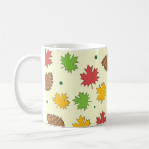 Colourful Autumnal Leafs & Pine Cones Pattern Coffee Mug