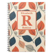 Colourful autums leaves boho personalised monogram