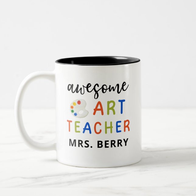 Colourful Awesome Art Teacher Two-Tone Coffee Mug (Left)