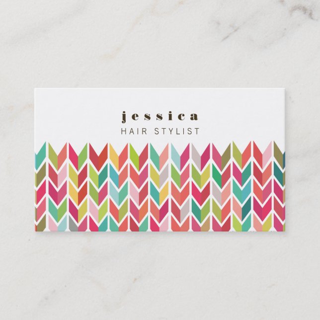 Colourful Aztec Arrows Pattern Hair Stylist Card (Front)