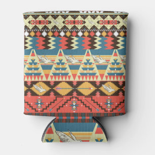 Colourful Aztec: birds, flowers pattern. Can Cooler