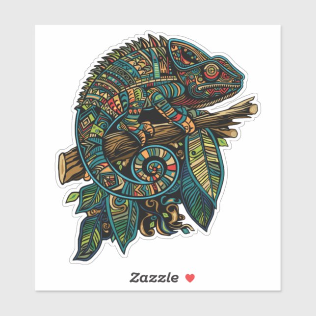 Colourful Aztec Chameleon Mosaic Lizard (Sheet)