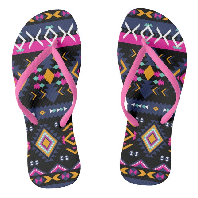 Colourful Aztec Flip Flops (Footbed)