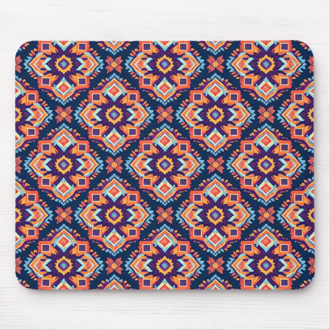 Colourful Aztec Geometric Pattern Mouse Mat (Front)