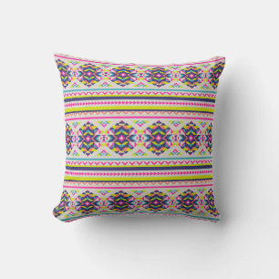 Colourful Aztec Inspired Geometric Pattern Cushion