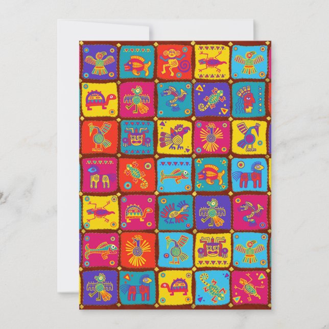 Colourful Aztec Mexican Animals 1 Holiday Card (Front)