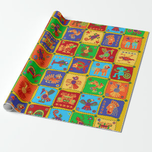 Colourful Aztec Mexican Animals Wrapping Paper