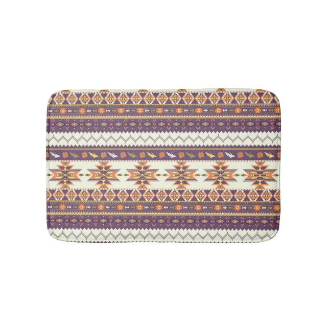 Colourful aztec pattern bath mat (Front)