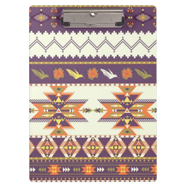 Colourful aztec pattern clipboard (Front)