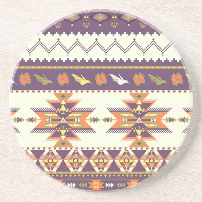 Colourful aztec pattern coaster (Front)