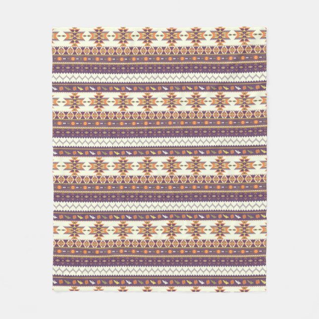 Colourful aztec pattern fleece blanket (Front)