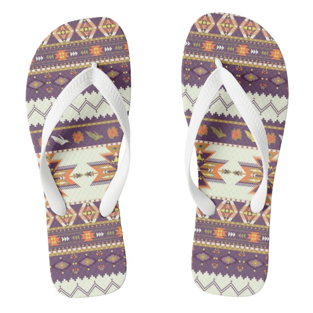 Colourful aztec pattern flip flops (Footbed)