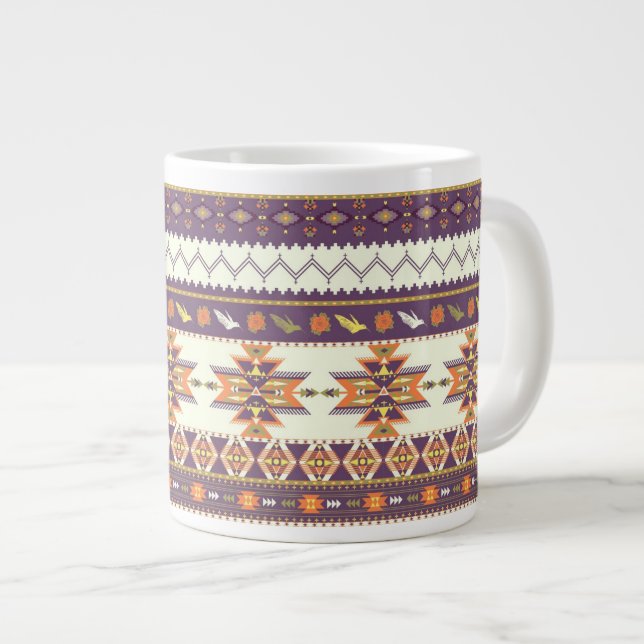 Colourful aztec pattern large coffee mug (Front Right)