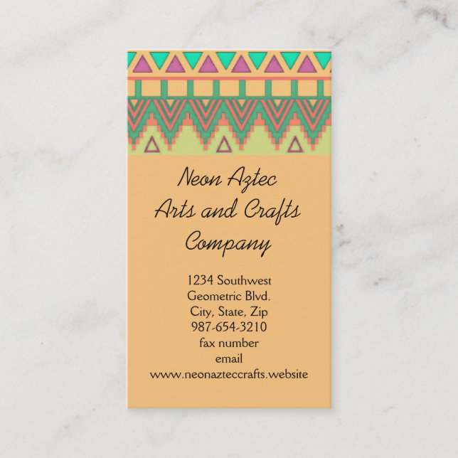 Colourful Aztec Pattern Southwest Geometric Crafts Business Card (Front)