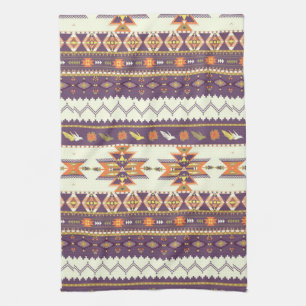 Colourful aztec pattern tea towel