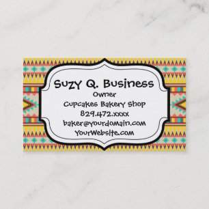 Colourful Aztec Tribal Native American Diamonds Business Card