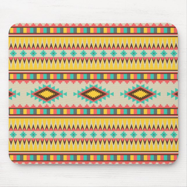 Colourful Aztec Tribal Native American Diamonds Mouse Mat (Front)