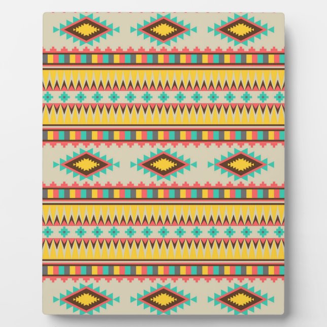 Colourful Aztec Tribal Native American Diamonds Plaque (Front)