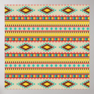 Colourful Aztec Tribal Native American Diamonds Poster