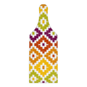Colourful Aztec Tribal Print Ikat Diamond Pattern Cutting Board