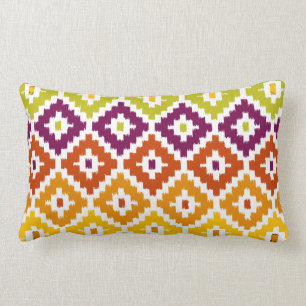 Colourful Aztec Tribal Print Ikat Diamond Pattern Lumbar Cushion