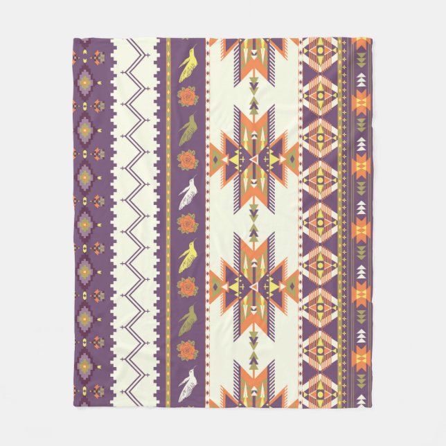 Colourful Aztec: vibrant seamless pattern. Fleece Blanket (Front)
