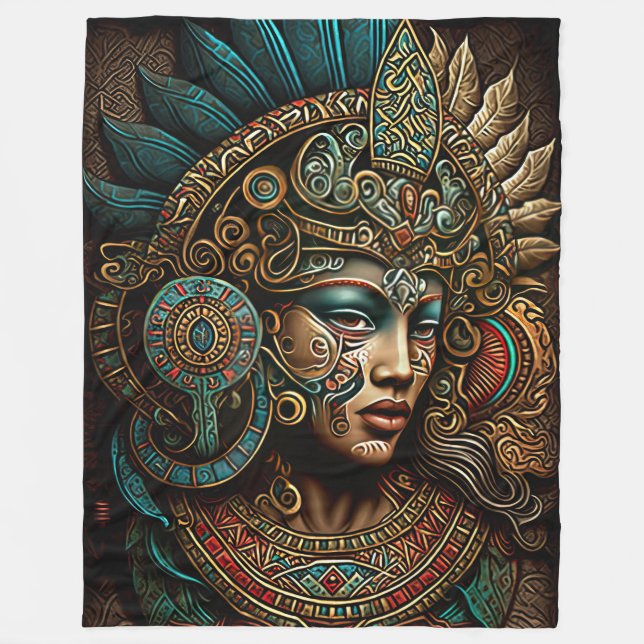 Colourful Aztec Warrior Princess Blanket (Front)