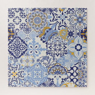 Colourful Azulejos tiles: hand-drawn pattern. Jigsaw Puzzle