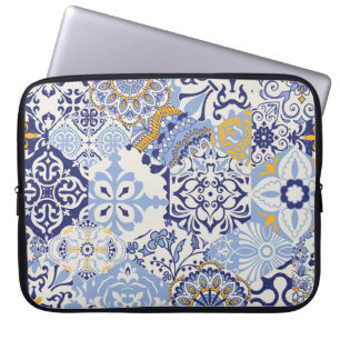 Colourful Azulejos tiles: hand-drawn pattern. Laptop Sleeve