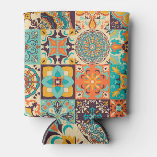 Colourful Azulejos Traditional Tiles Set Can Cooler