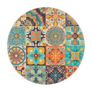 Colourful Azulejos Traditional Tiles Set Cutting Board
