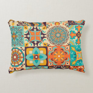 Colourful Azulejos Traditional Tiles Set Decorative Cushion
