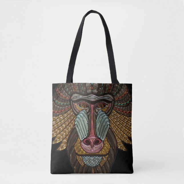 Colourful Baboon Mask Mosaic Tote Bag (Front)