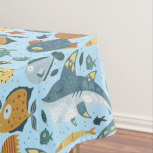 Colourful Baby Boy Birthday Party Decor Sea Shark Tablecloth