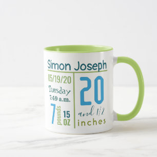 Colourful Baby Boy Photo Birth Record Simple Moder Mug