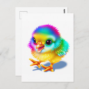 Colourful Baby Chicken Postcard