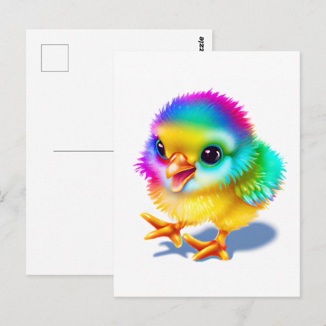 Colourful Baby Chicken Postcard (Front/Back)