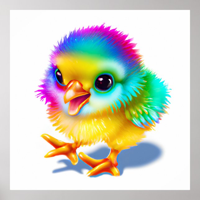 Colourful Baby Chicken Poster (Front)